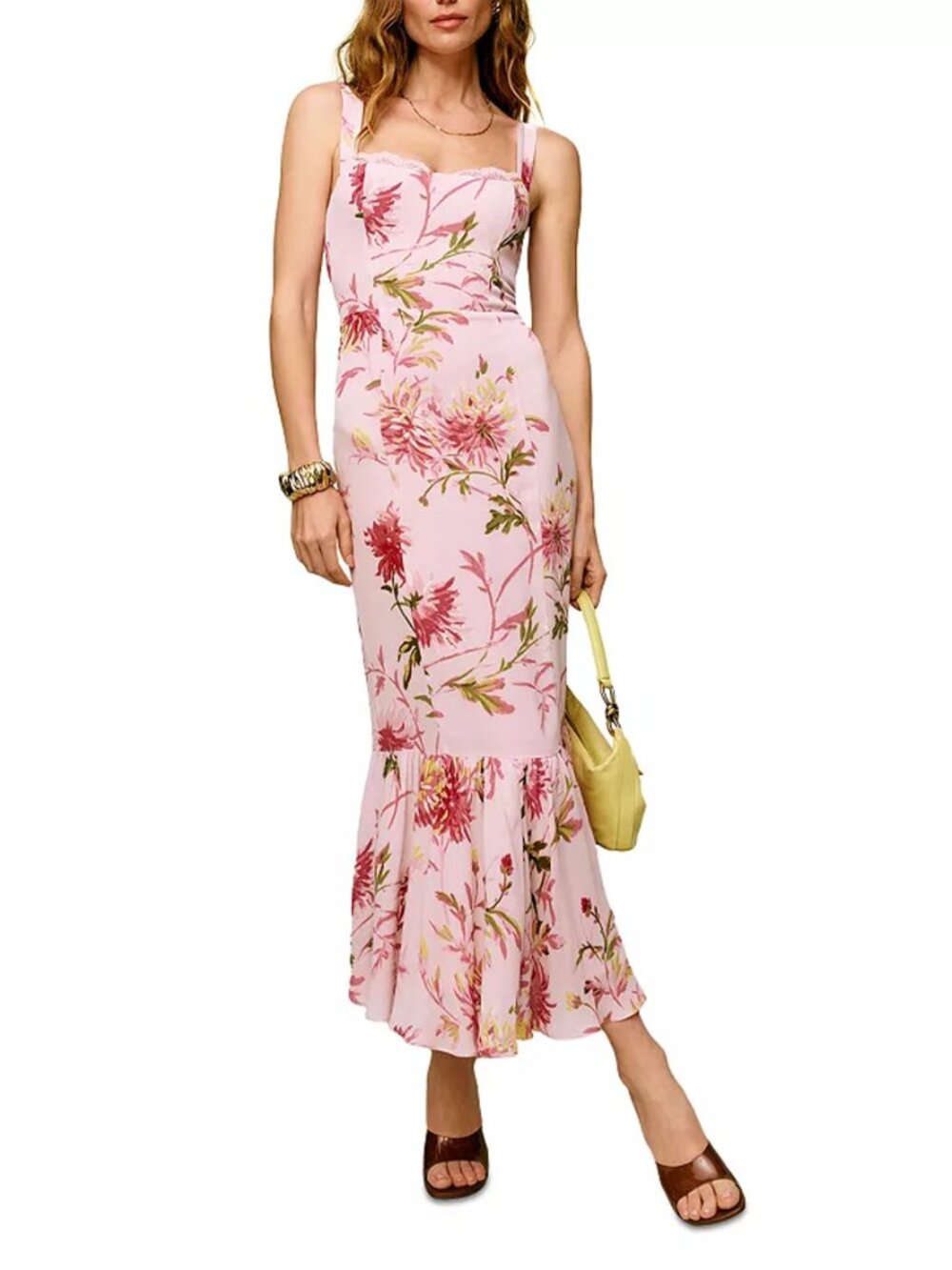 Reformation Irisa Dress in Floral Pink (NWT)